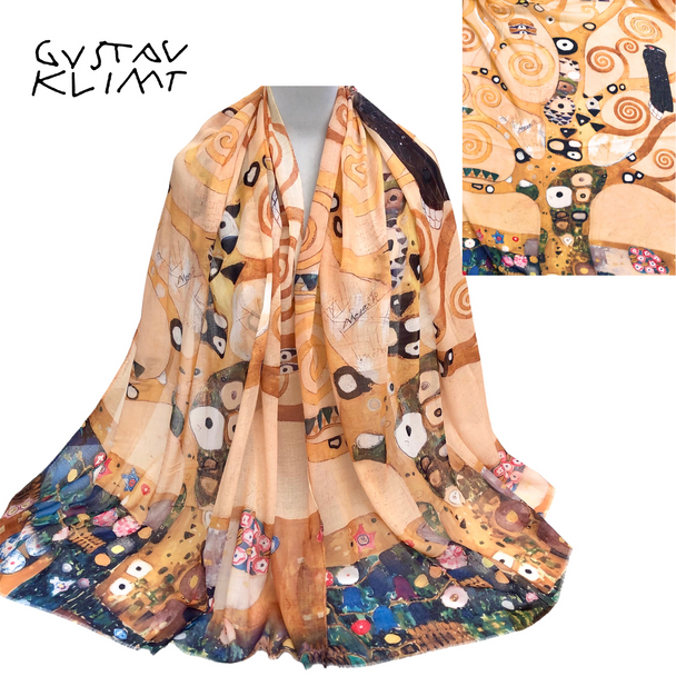 Gustav Klimt Tree of Life - lightweight ultra soft scarf  Gift wrapped