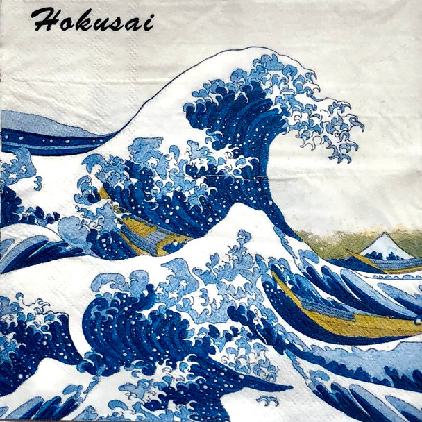 great wave off kanagawa paper napkins, hokusai wave art paper napkins 33x33cm, japanese art luncheon napkins
