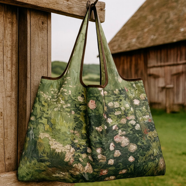 Vincent van Gogh – Pink Roses Foldable Shopper Bag Vincent van Gogh – Pink Roses Foldable Shopper Bag