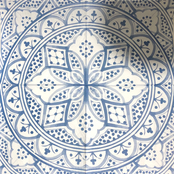 20 Paper Napkins – Provence Bleu Medaillon – 33x33cm Luncheon