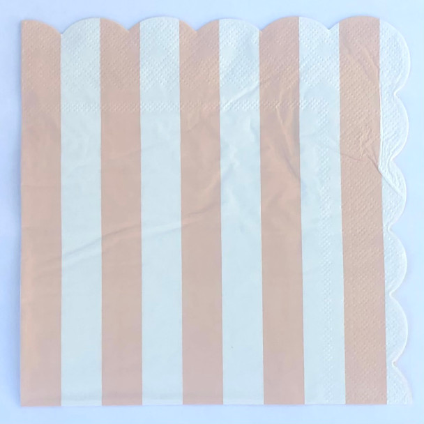20 Paper Napkins – Riviera Stripe – Dust Peach – 33x33cm Luncheon