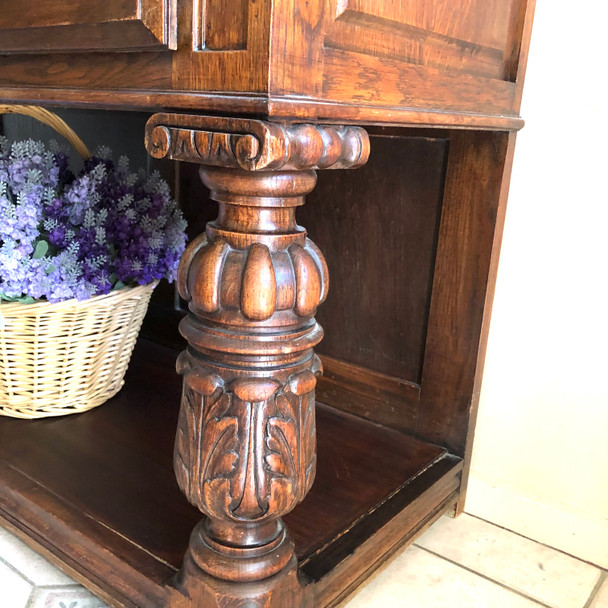 French Provincial Louis Revival Oak Sideboard / Hall Table – Antique European