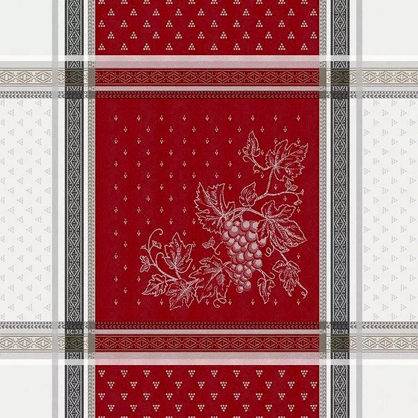 Coteau Vine Red Jacquard French Tablecloth 160x200cm 6seats Made in France
