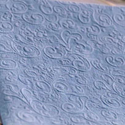 20 Paper Napkins – French Blue Embossed – 33x33cm Luncheon