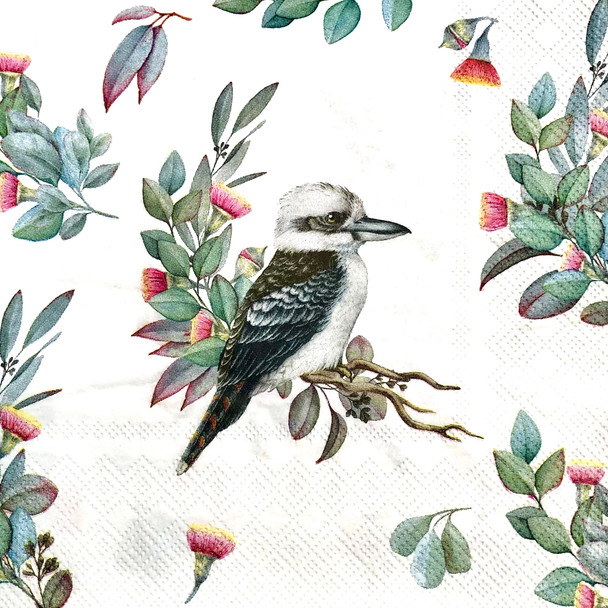 kookaburra eucalyptus paper napkins 33x33cm Australian bird serviettes