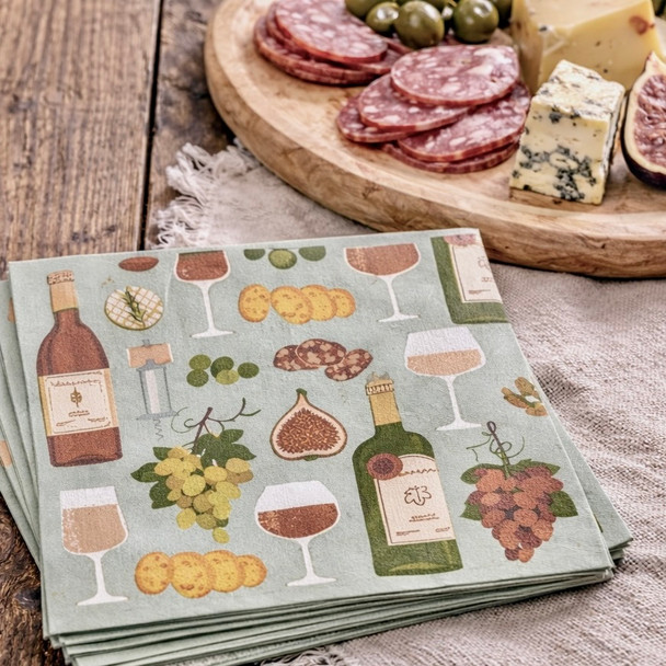 wine and cheese paper napkins 33x33cm charcuterie table serviettes