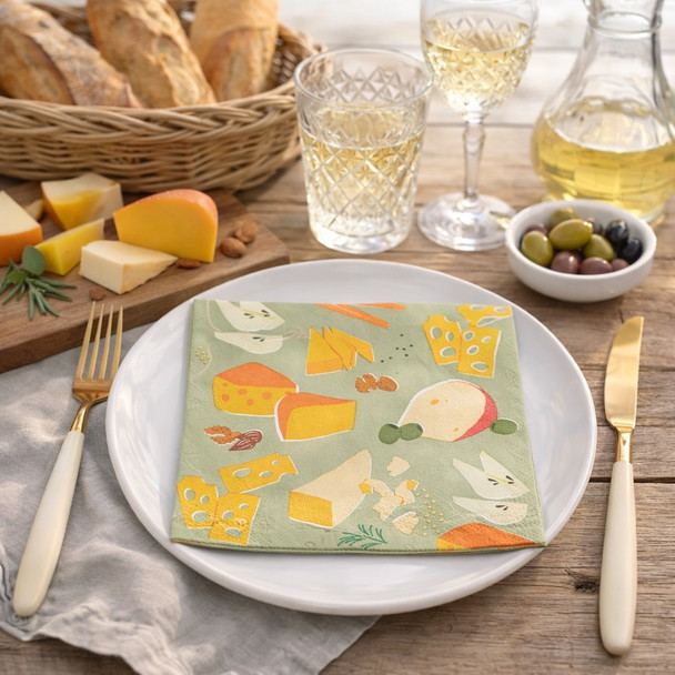 20 Paper Napkins – Cheese Board – 33x33cm Luncheon