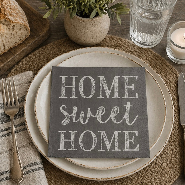 home sweet home paper napkins 33x33cm grey quote serviettes