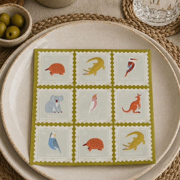 Australian animals birds paper napkins 33x33cm wildlife serviettes