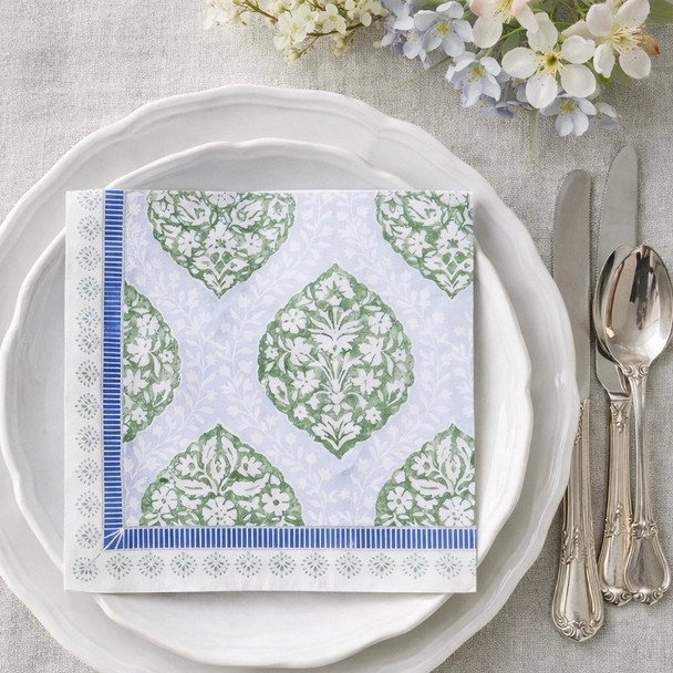 blue green floral paper napkins 33x33cm elegant serviettes