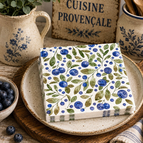 blueberry paper napkins 33x33cm rustic fruit luncheon serviettes
