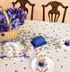 Moustiers Blue French Tablecloth 155x250cm 8Seats Made in France