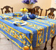 Lemon Blue French Tablecloth 155x300cm 10seats COATED Made in France