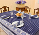 Marat Avignon Bastide Navy French Tablecloth155x200cm 6Seats COATED Made in France