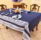 Marat Avignon Bastide Navy French Tablecloth155x200cm 6Seats COATED Made in France