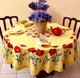 180cm Round French Tablecloth Cotton yellow poppy