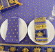 Marat Avignon Bastide Blue French Tablecloth 155x200cm 6Seats COATED Made in France