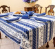 Marat Avignon Blue French Tablecloth 155x250cm 8Seats COATED Made in France