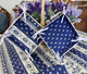 Marat Avignon Blue French Tablecloth 155x300cm 10Seats COATED Made in France