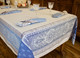 Vaucluse Blue Jacquard French Tablecloth 160x300cm 10seats Made in France