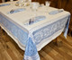 Versailles Ecru Blue Jacquard French Tablecloth 160x250cm 8seats Made in France