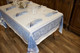 Versailles Ecru Blue Jacquard French Tablecloth 160x250cm 8seats Made in France