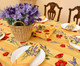Poppy Yellow/Linear  French Tablecloth 155x250cm 8seats Made in France