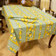 Lemon Green/Linear French Tablecloth 155x250cm 8seats COATED Made in France