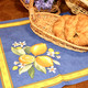 Lemon Blue Linear French Tablecloth 155x250cm 8seats COATED Made in France