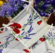 Poppy Ecru155x350cm 12seats COATED French Tablecloth Made in France