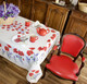 Poppy Ecru French Tablecloth 155x250cm 8seats COATED Made in France