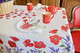 Poppy Ecru French Tablecloth 155x250cm 8seats COATED Made in France