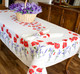 Poppy Ecru French Tablecloth 155x250cm 8seats COATED Made in France