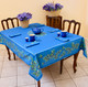 200 x 150 cm rectangular French tablecloth – Nyons Blue – coated cotton with olive motif – stain-resistant – made in France – seats 6