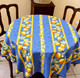 150cm Round French Tablecloth Cotton Lemons Blue