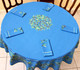 230 cm Round French Tablecloth – Stain-Resistant Coated – Nyons Blue – Made in France