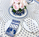 French Cotton Napkins White Blue