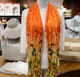 Wrinkle Scarf Polka Flowers Orange