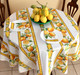 150 cm round French tablecloth in Lemon White cotton – made in France – matching napkins and bread basket available