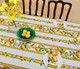 Lemon White Linear French Tablecloth 155x250cm 8seats COATED Made in France