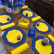 Ramatuelle Flowers Yellow/Blue Quilted Bordered Placemat Octogon Made in France