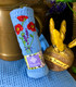Provence Embroidered Waffle Tea Towel 1pc Poppy Light Blue
