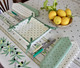 French Bread Basket Ramatuelle-Calissons Ecru/Green Made in France