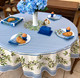 Nyons XXL Blue/White French Tablecloth Round 230cm Made in France