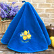 Blue Azure Round Hand Towel with Lemons Embroidery, 100% Cotton