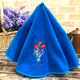 Blue Azure Round Hand Towel with Poppies and Lavender Embroidery, 100% Cotton