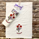 Poppy and Lavender White Guest Hand Towel Embroidered
