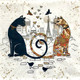 paris cats eiffel tower paper napkins with romantic paris illustration, cat themed paper napkins 33x33cm luncheon size