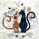 paris cats kiss paper napkins with romantic cat illustration and paris skyline, paris themed cat paper napkins 33x33cm