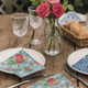 Parisienne Blue Roses paper napkins, pink roses on soft blue with white scrolls — 20 pack, 33x33cm luncheon